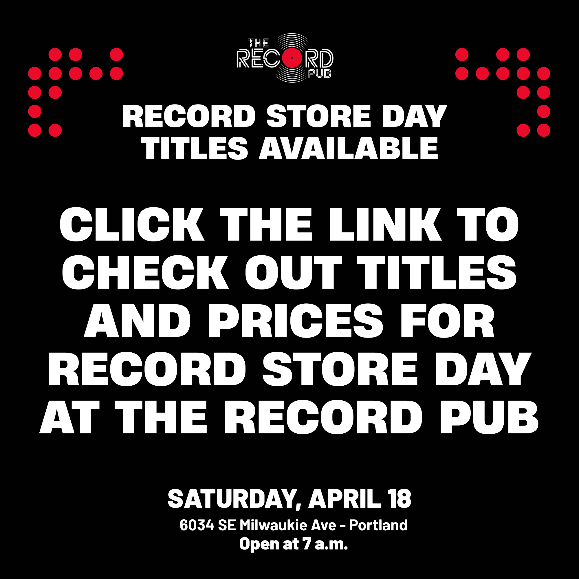 TITLES AVAILABLE AT TRP FOR RECORD STORE DAY 2026